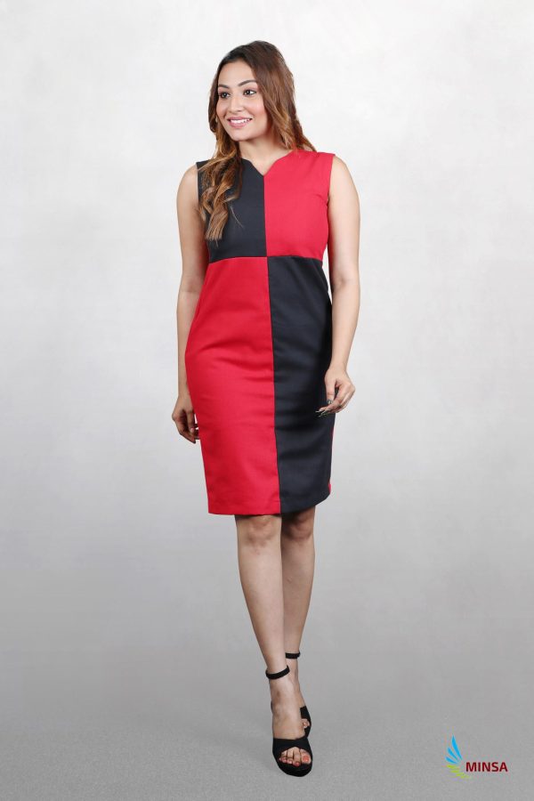 Two Tone Aline Ponte Dress - Image 2