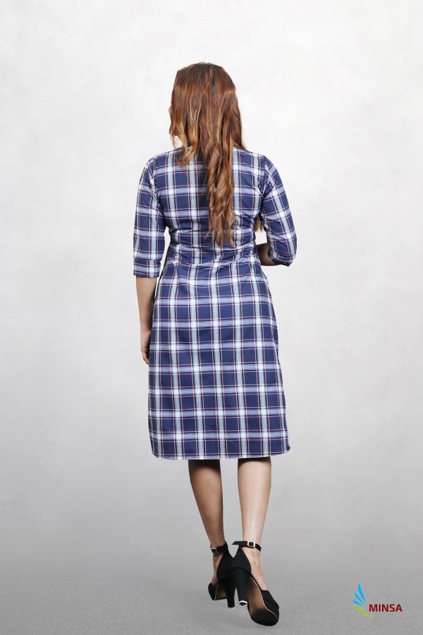 Front Button With Check Shirt Dress - Image 3