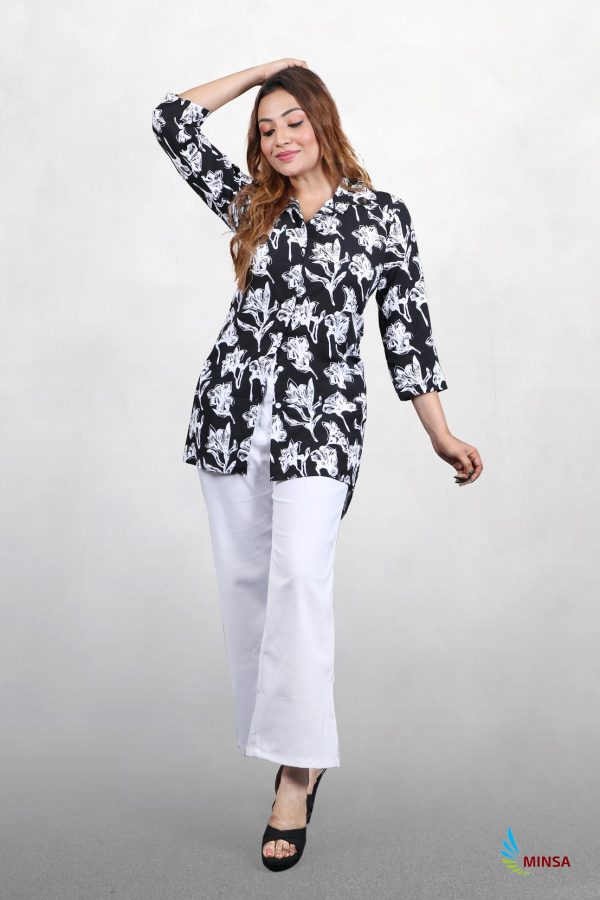 Long Sleeve Front Button Top Shirt with Pant - Image 3