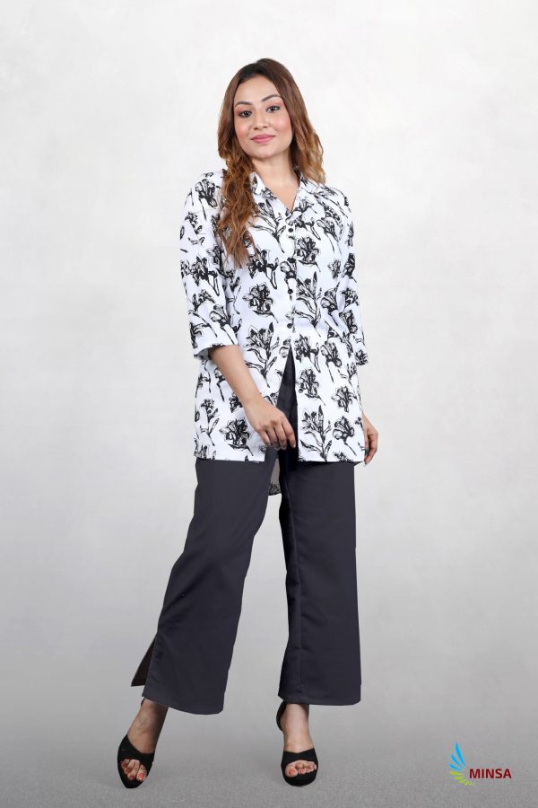 Long Sleeve Front Button Top Shirt with Pant - Image 3