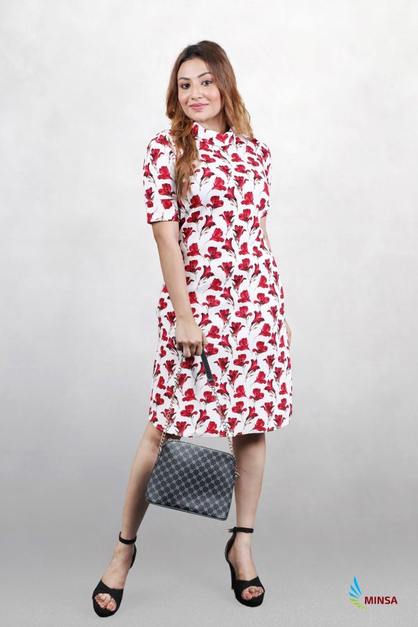 Floral Flutter Sleeve Flared Dress - Image 2