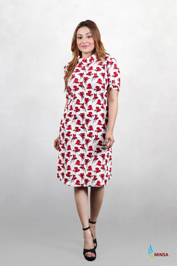 Floral Flutter Sleeve Flared Dress