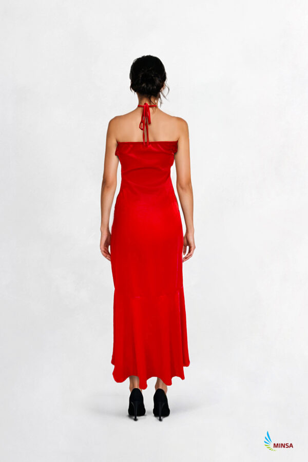 Bright Red Backless Party Dress - Image 2