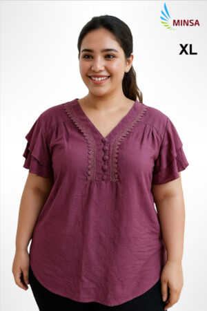 Women Blouse with V Neck