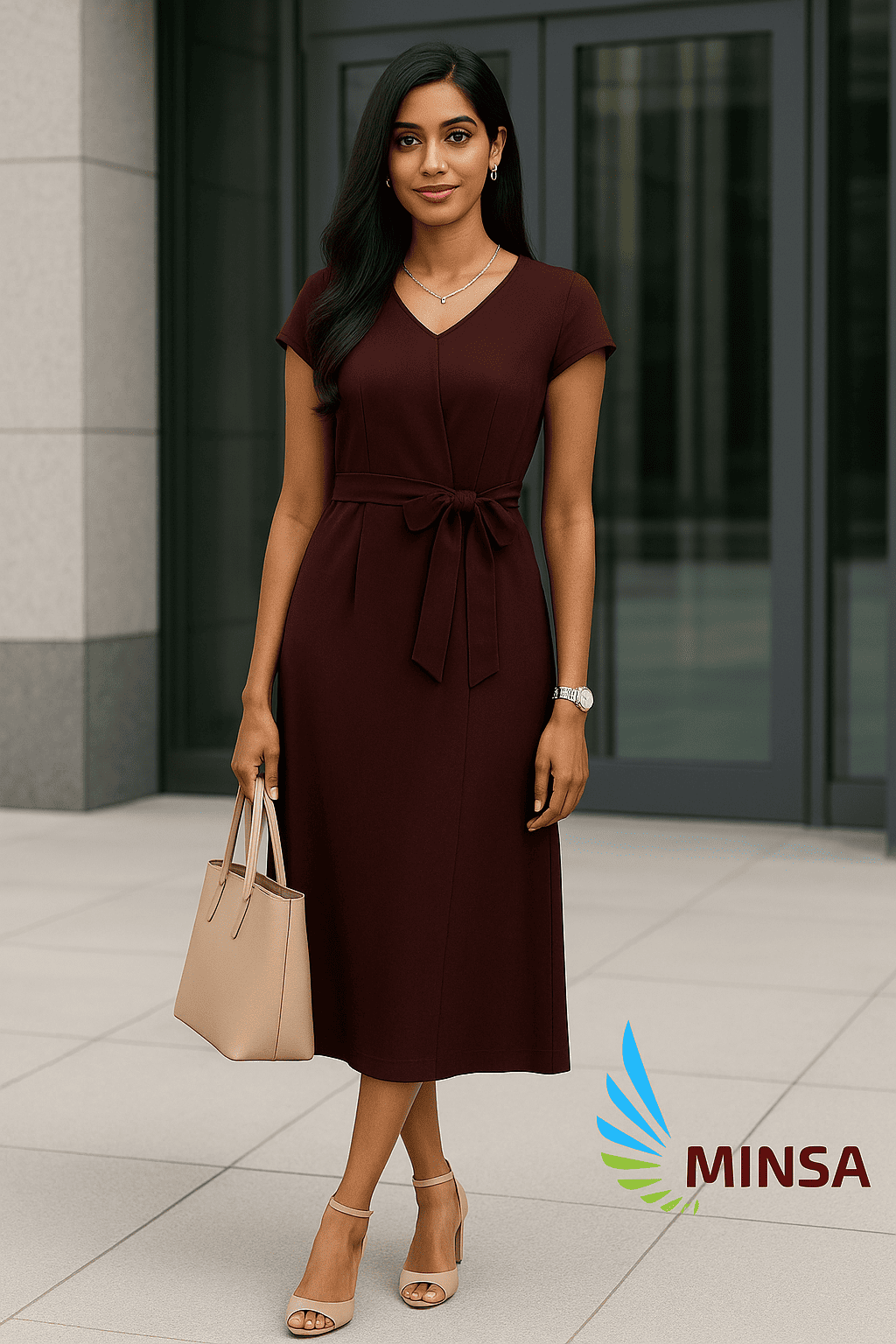 Maroon Midi Dress